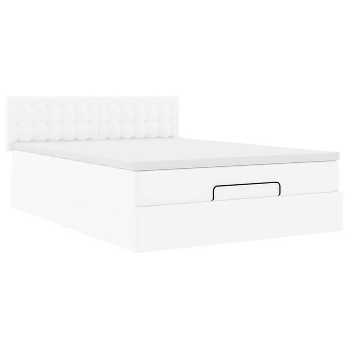 Cadre de lit ottoman avec matelas blanc 140x190 cm similicuir - Photo n°4