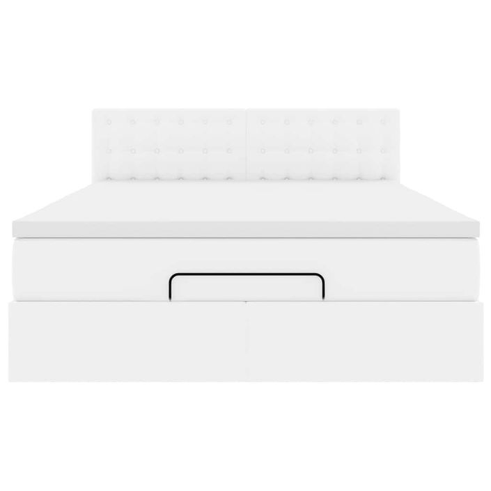 Cadre de lit ottoman avec matelas blanc 140x190 cm similicuir - Photo n°5