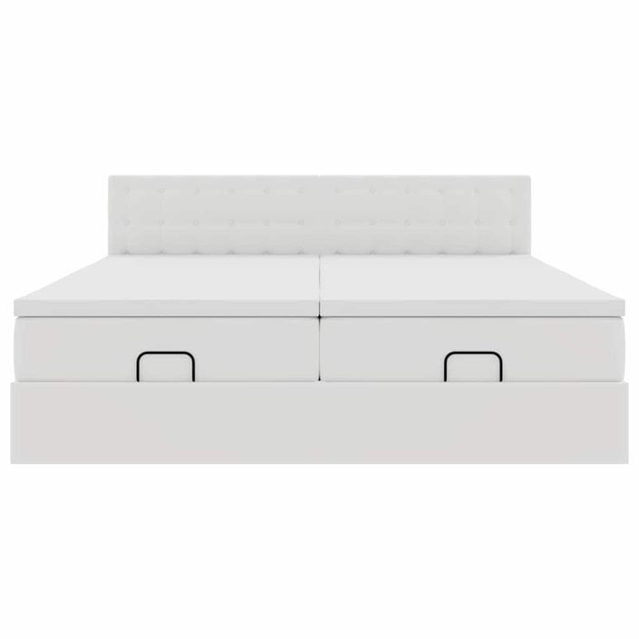 Cadre de lit ottoman avec matelas blanc 200x200 cm similicuir - Photo n°5