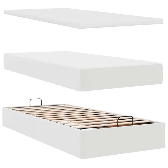 Cadre de lit ottoman avec matelas blanc 200x200 cm similicuir - Photo n°6