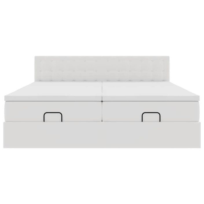 Cadre de lit ottoman avec matelas blanc 200x200 cm similicuir - Photo n°6