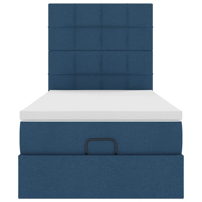 Cadre de lit ottoman avec matelas bleu 100x200 cm tissu - Photo n°5