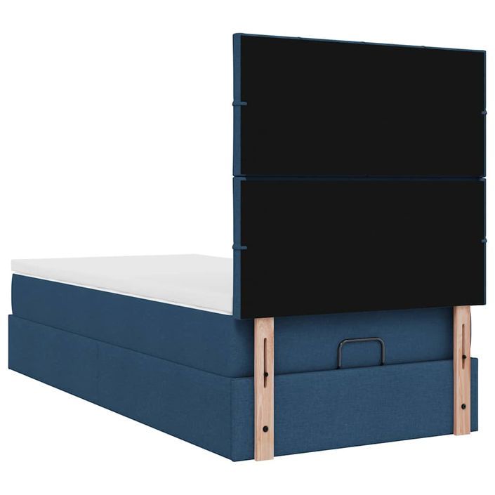 Cadre de lit ottoman avec matelas bleu 100x200 cm tissu - Photo n°9