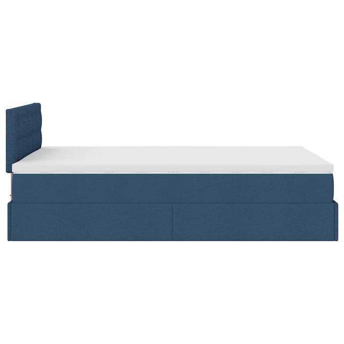 Cadre de lit ottoman avec matelas bleu 120x200 cm tissu - Photo n°8