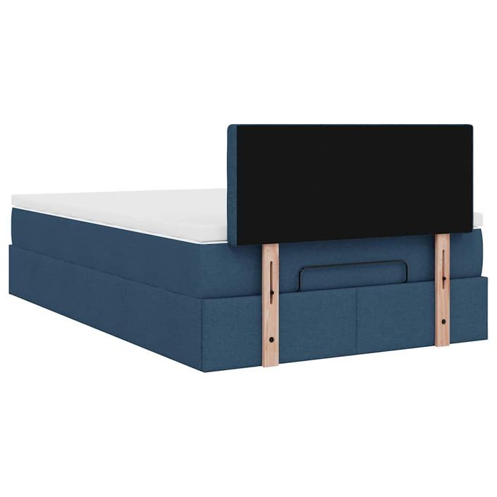 Cadre de lit ottoman avec matelas bleu 120x200 cm tissu - Photo n°9