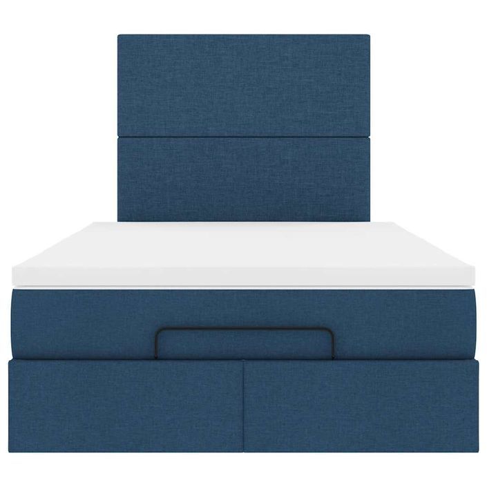 Cadre de lit ottoman avec matelas bleu 120x200 cm tissu - Photo n°5