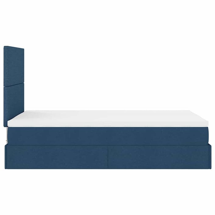 Cadre de lit ottoman avec matelas bleu 120x200 cm tissu - Photo n°8