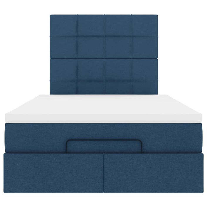 Cadre de lit ottoman avec matelas bleu 120x200 cm tissu - Photo n°5