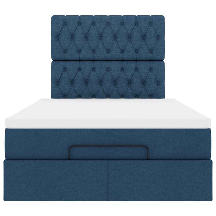 Cadre de lit ottoman avec matelas bleu 120x200 cm tissu - Photo n°5