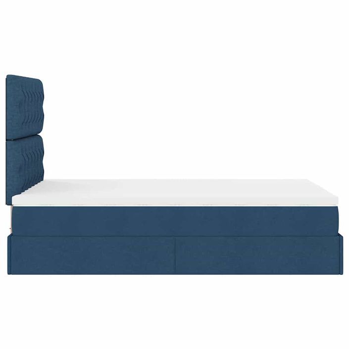 Cadre de lit ottoman avec matelas bleu 120x200 cm tissu - Photo n°8