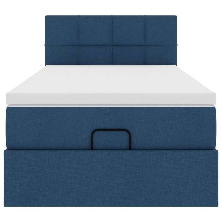 Cadre de lit ottoman avec matelas bleu 90x190 cm tissu - Photo n°6