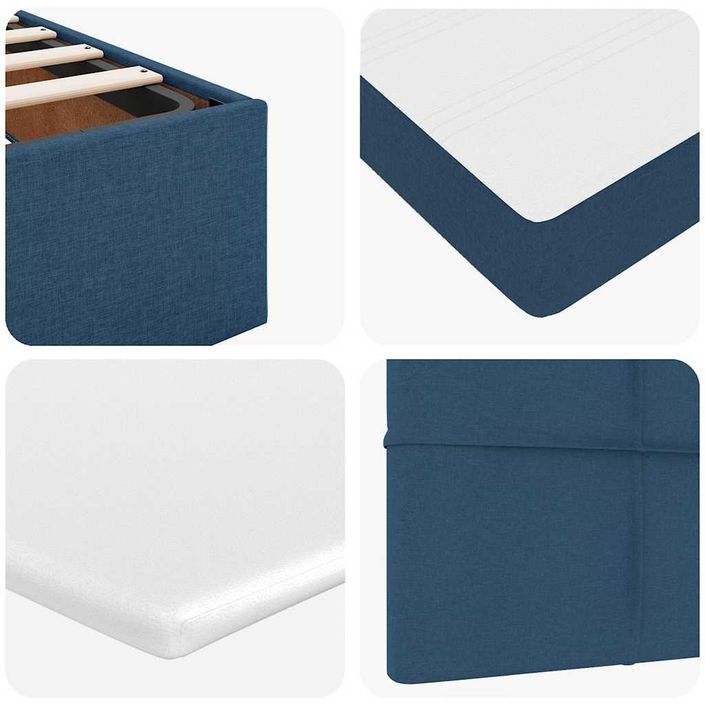 Cadre de lit ottoman avec matelas bleu 90x190 cm tissu - Photo n°12