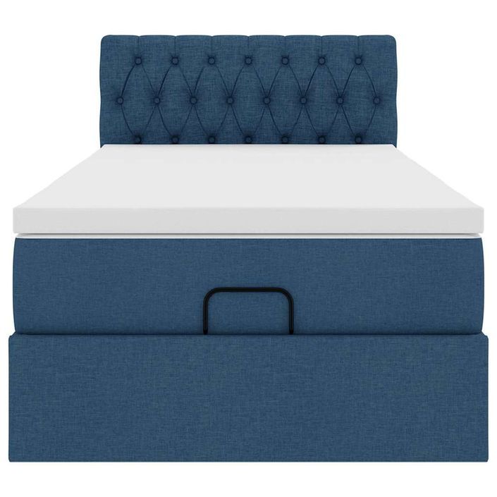 Cadre de lit ottoman avec matelas bleu 90x190 cm tissu - Photo n°6