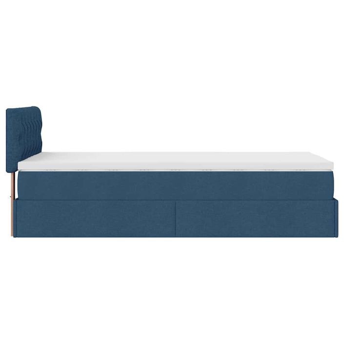 Cadre de lit ottoman avec matelas bleu 90x190 cm tissu - Photo n°9