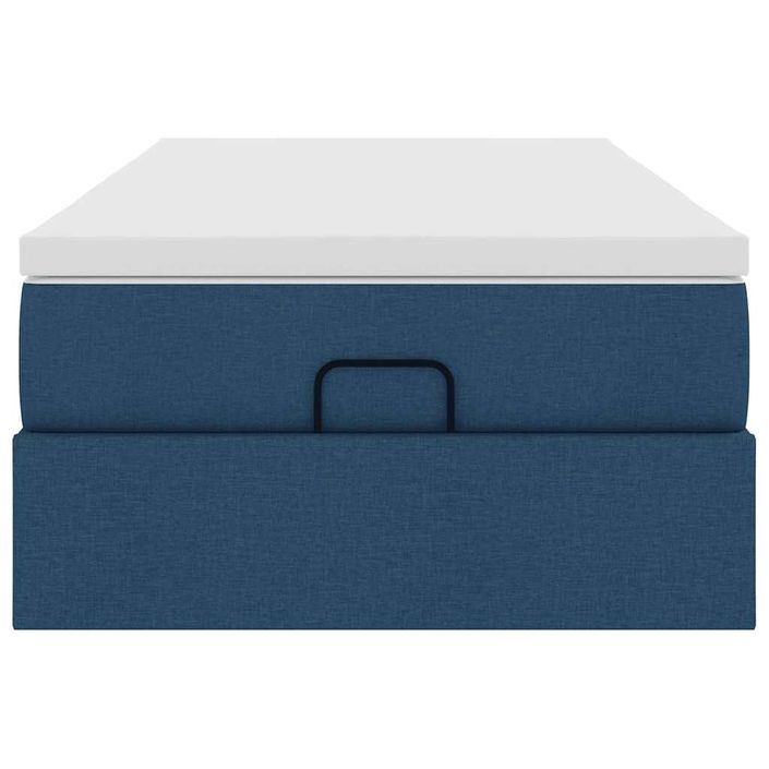 Cadre de lit ottoman avec matelas bleu 90x200 cm tissu - Photo n°5