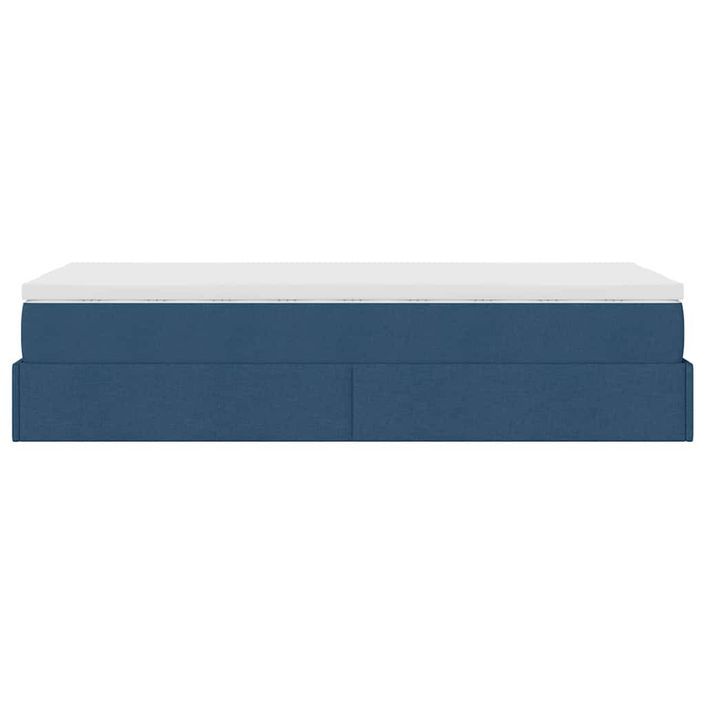 Cadre de lit ottoman avec matelas bleu 90x200 cm tissu - Photo n°7