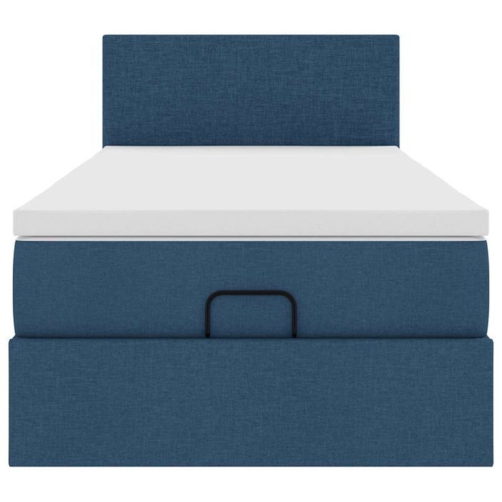 Cadre de lit ottoman avec matelas bleu 90x200 cm tissu - Photo n°5