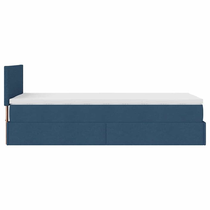 Cadre de lit ottoman avec matelas bleu 90x200 cm tissu - Photo n°8