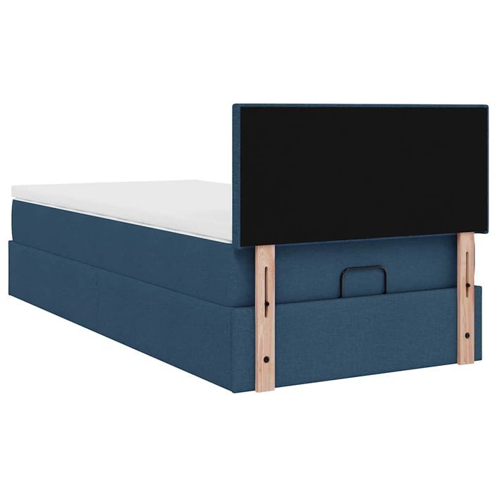 Cadre de lit ottoman avec matelas bleu 90x200 cm tissu - Photo n°9