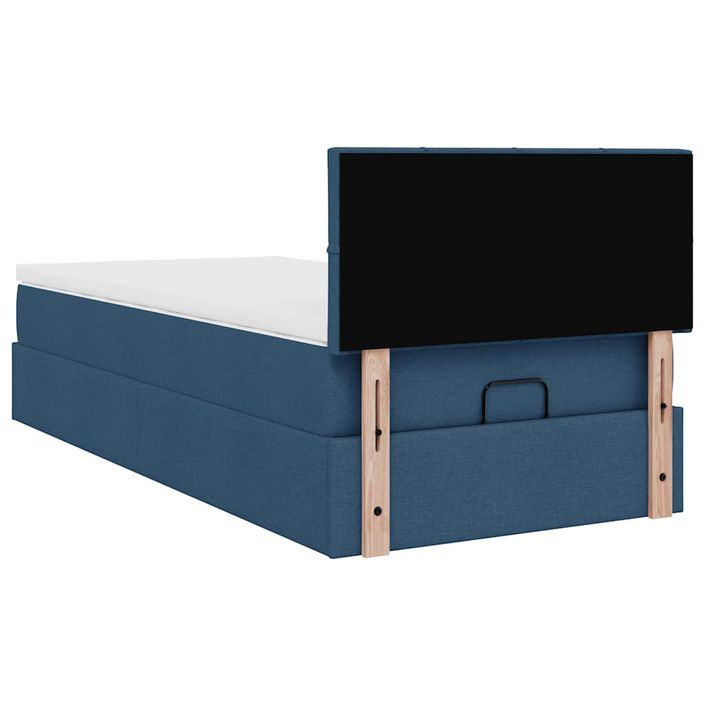 Cadre de lit ottoman avec matelas bleu 90x200 cm tissu - Photo n°9