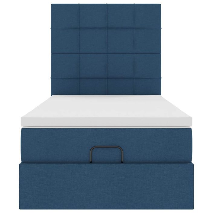 Cadre de lit ottoman avec matelas bleu 90x200 cm tissu - Photo n°6