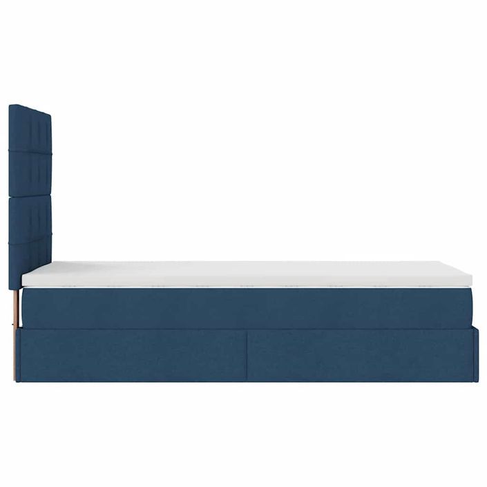 Cadre de lit ottoman avec matelas bleu 90x200 cm tissu - Photo n°9