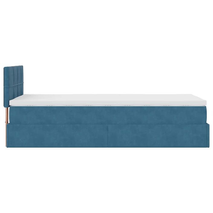 Cadre de lit ottoman avec matelas bleu foncé 100x200 cm velours - Photo n°8