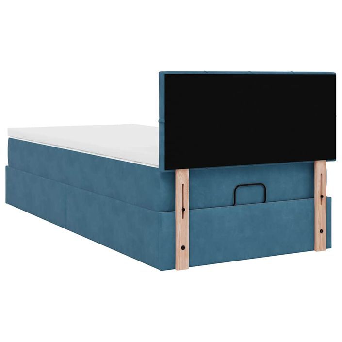 Cadre de lit ottoman avec matelas bleu foncé 100x200 cm velours - Photo n°9