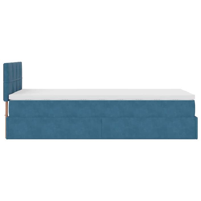 Cadre de lit ottoman avec matelas bleu foncé 100x200 cm velours - Photo n°9