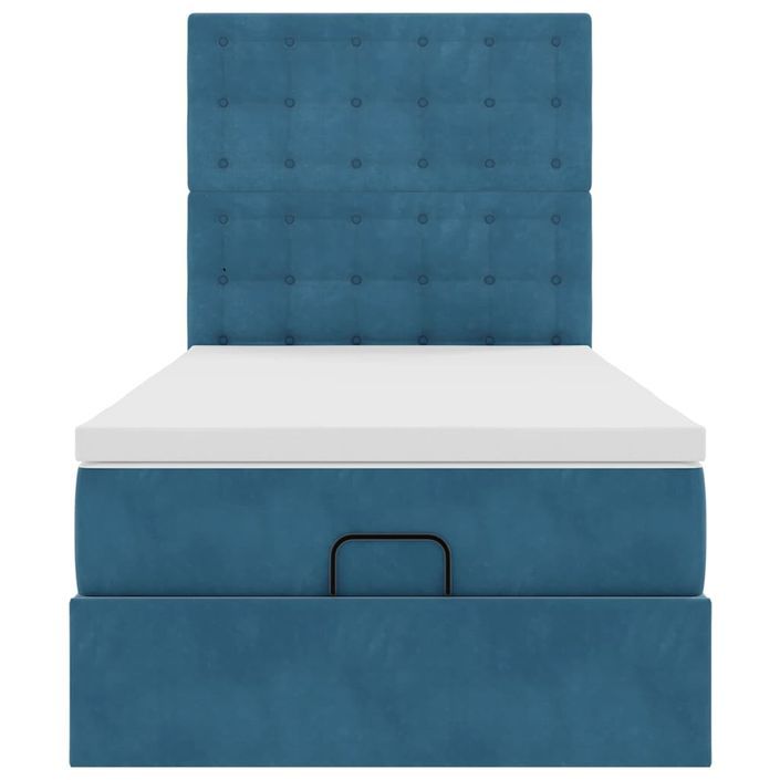 Cadre de lit ottoman avec matelas bleu foncé 100x200 cm velours - Photo n°6