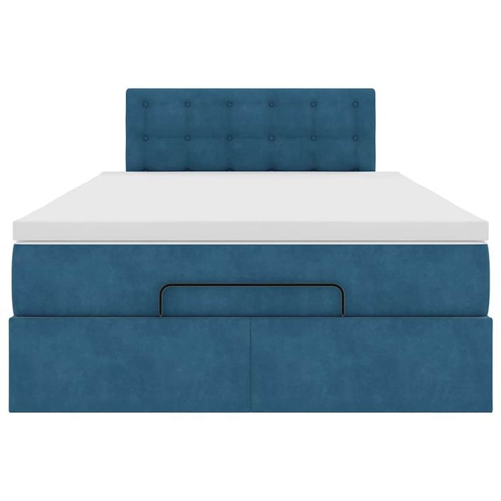 Cadre de lit ottoman avec matelas bleu foncé 120x190 cm velours - Photo n°5