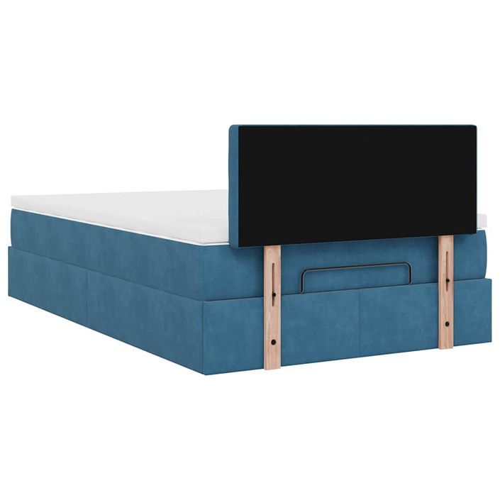 Cadre de lit ottoman avec matelas bleu foncé 120x190 cm velours - Photo n°9