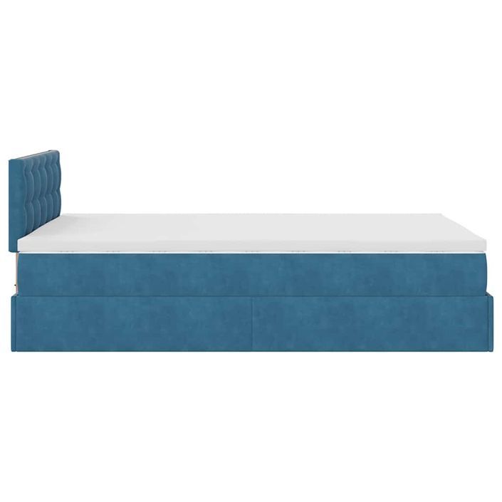 Cadre de lit ottoman avec matelas bleu foncé 120x190 cm velours - Photo n°9