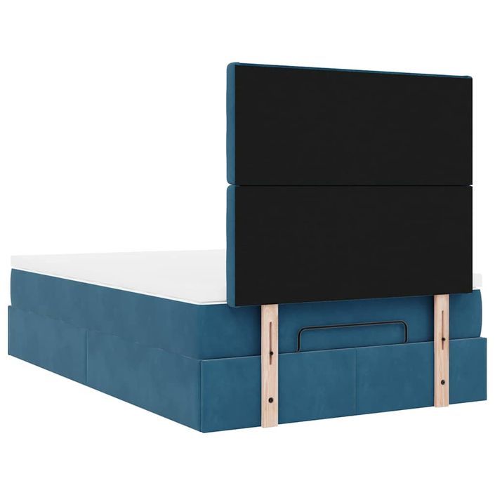 Cadre de lit ottoman avec matelas bleu foncé 120x190 cm velours - Photo n°7