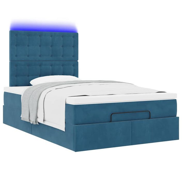 Cadre de lit ottoman avec matelas bleu foncé 120x190 cm velours - Photo n°4