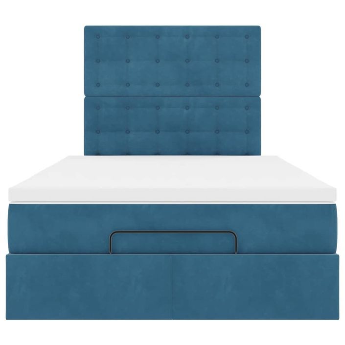 Cadre de lit ottoman avec matelas bleu foncé 120x190 cm velours - Photo n°6