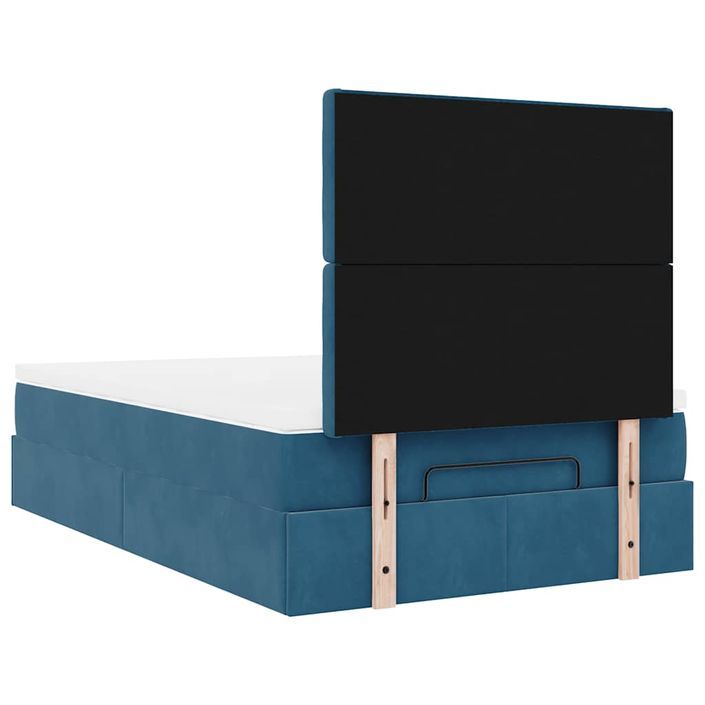 Cadre de lit ottoman avec matelas bleu foncé 120x190 cm velours - Photo n°8