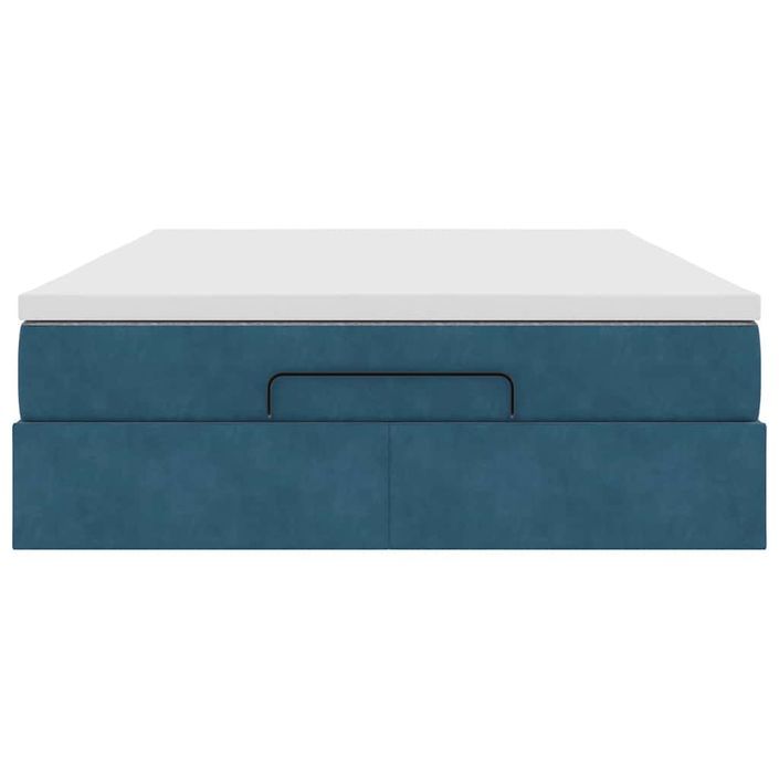 Cadre de lit ottoman avec matelas bleu foncé 140x190 cm velours - Photo n°5