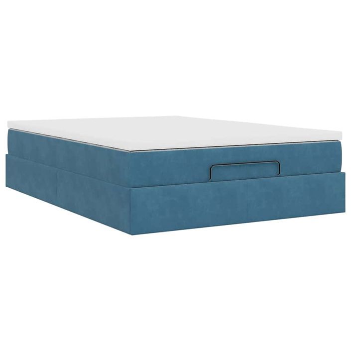 Cadre de lit ottoman avec matelas bleu foncé 140x190 cm velours - Photo n°7