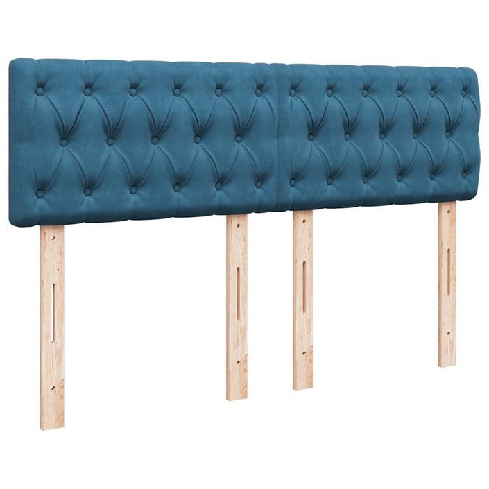 Cadre de lit ottoman avec matelas bleu foncé 140x190 cm velours - Photo n°7