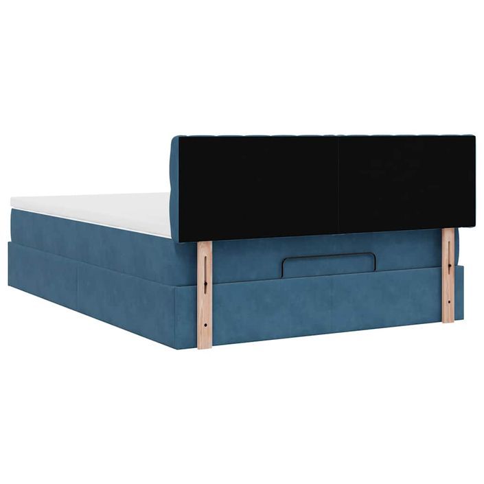 Cadre de lit ottoman avec matelas bleu foncé 140x190 cm velours - Photo n°9