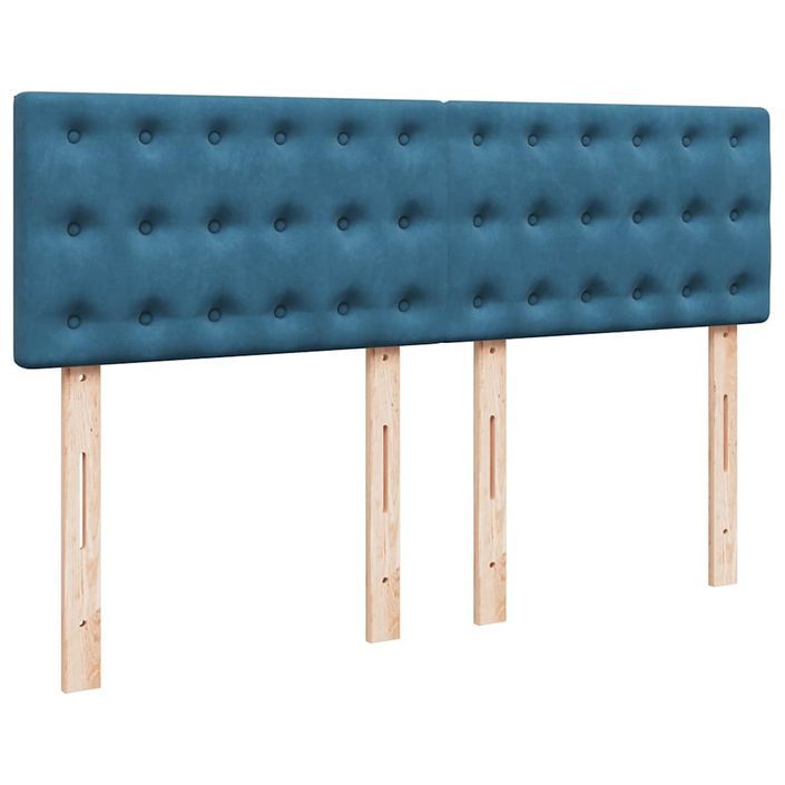 Cadre de lit ottoman avec matelas bleu foncé 140x190 cm velours - Photo n°7