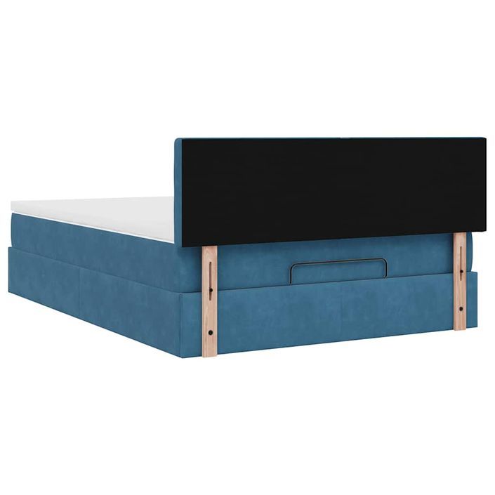 Cadre de lit ottoman avec matelas bleu foncé 140x190 cm velours - Photo n°9