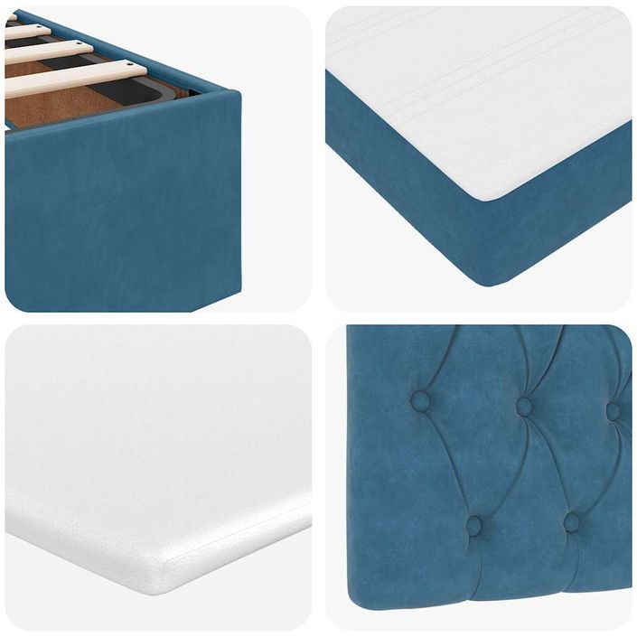 Cadre de lit ottoman avec matelas bleu foncé 140x190 cm velours - Photo n°12