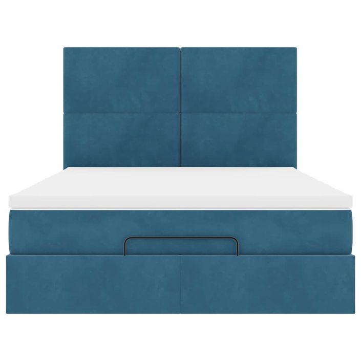 Cadre de lit ottoman avec matelas bleu foncé 140x190 cm velours - Photo n°5