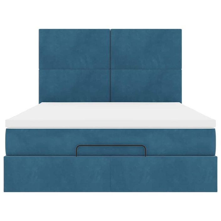 Cadre de lit ottoman avec matelas bleu foncé 140x190 cm velours - Photo n°6