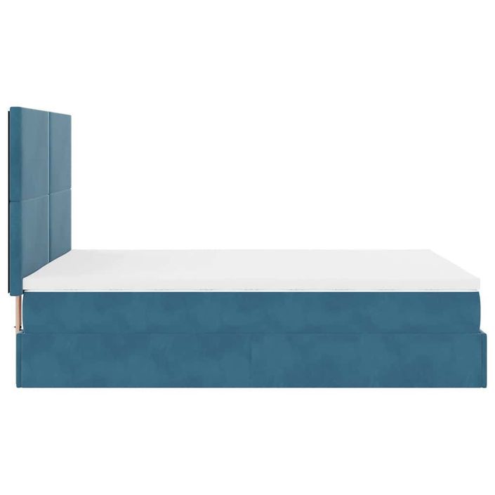 Cadre de lit ottoman avec matelas bleu foncé 140x190 cm velours - Photo n°7