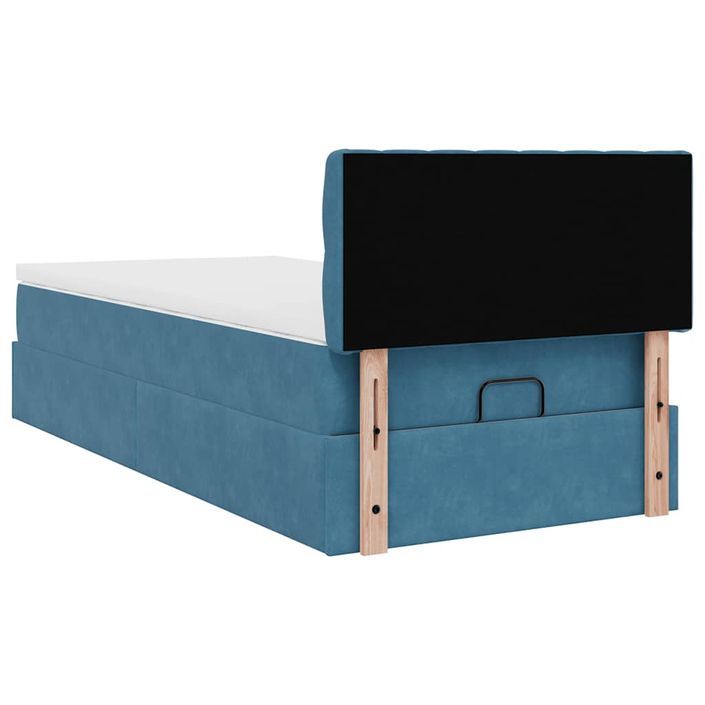 Cadre de lit ottoman avec matelas bleu foncé 80x200 cm velours - Photo n°9