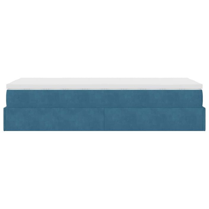 Cadre de lit ottoman avec matelas bleu foncé 90x190 cm velours - Photo n°7