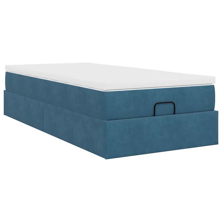 Cadre de lit ottoman avec matelas bleu foncé 90x190 cm velours - Photo n°8